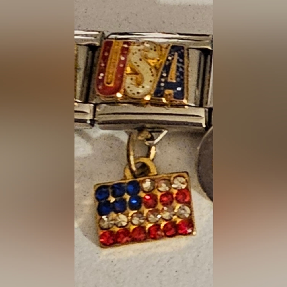 USA Flag, Birthday Cake, Mom, and Rainbow Italian Charms